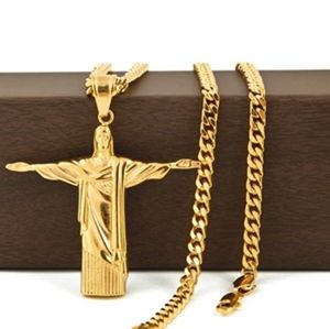 Christ The Redeemer Necklace Gold Jesus de Brazil